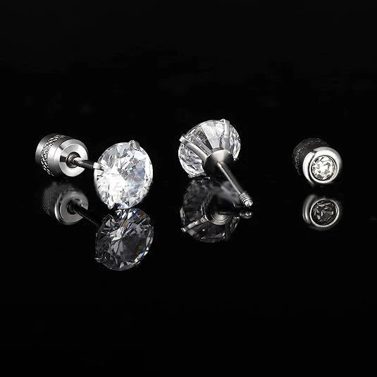 Fashion Piercing Jewelry Hypoallergenic Earrings for Sensitive Ears 5A Cubic Zirconia Screw Back 20G G23 Titanium Stud Earrings