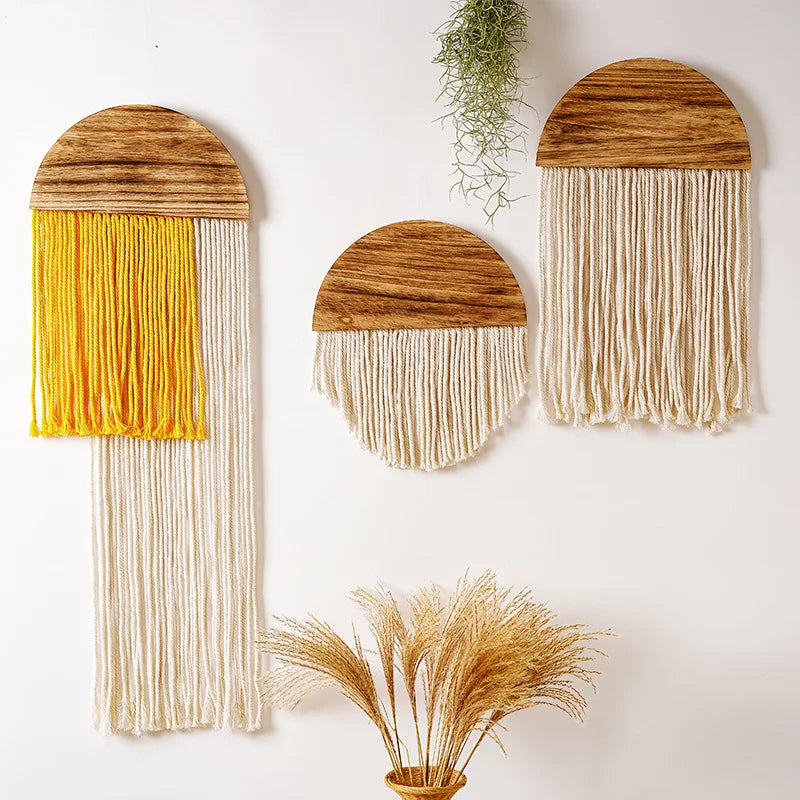 Colorful Hand Woven Bohemian Style Tassel Cotton Tapestries Wall Decoration Boho Macrame Wall Hanging