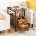 Furtinure Modern Metal Wooden Side Coffee Table with USB Charger Living Room Home Furniture