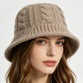 Customized Logo Winter Knit Bucket Hat Knitted Warm Foldable Cute Braided Pattern Crochet Knitting Bucket Hat for Women