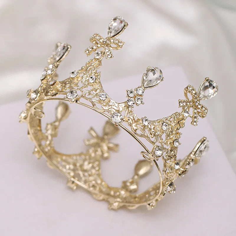 New Design Birthday Party Crown Wedding Tiara Crown Hair Accessories Metal Crystal Rhinestone Full Round Crowns Tiara