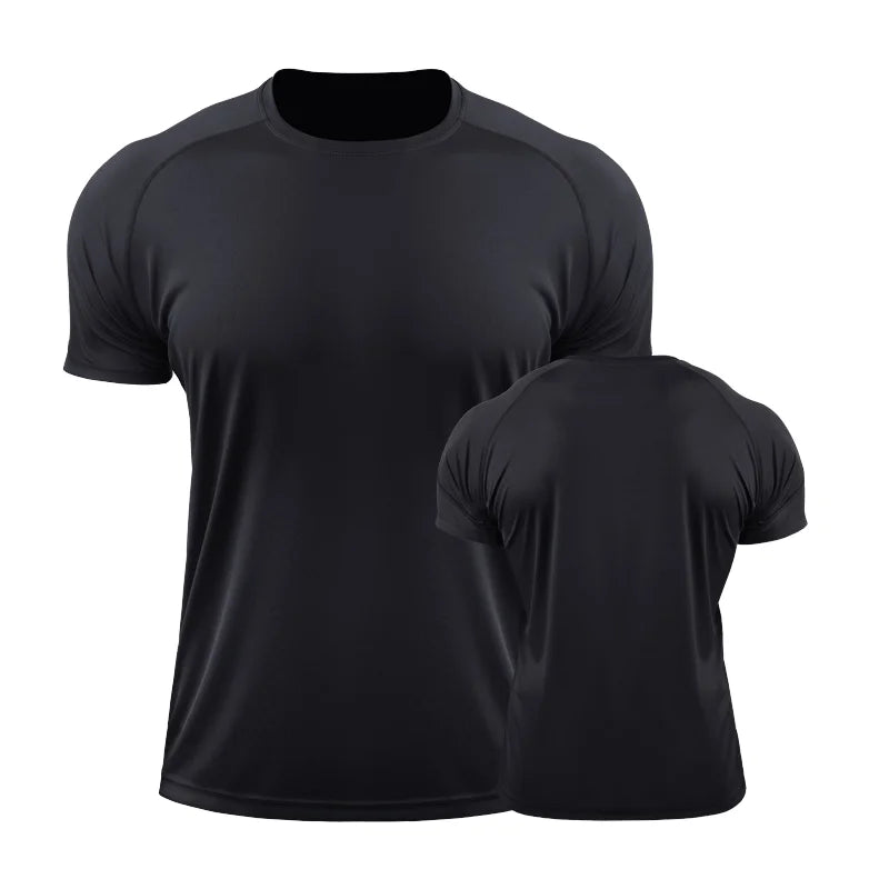 Loose Plus Size High Elasticity T-shirts Breathable Quick Dry T-shirts Outdoor Sports Fitness T-shirts for Men