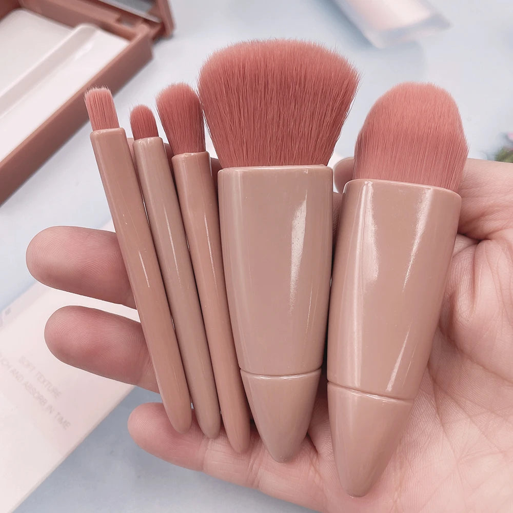 2024 New Products Your Logo  High Quality Portable Cosmetic Brush With Mirror Travel Makeup Brushes Set