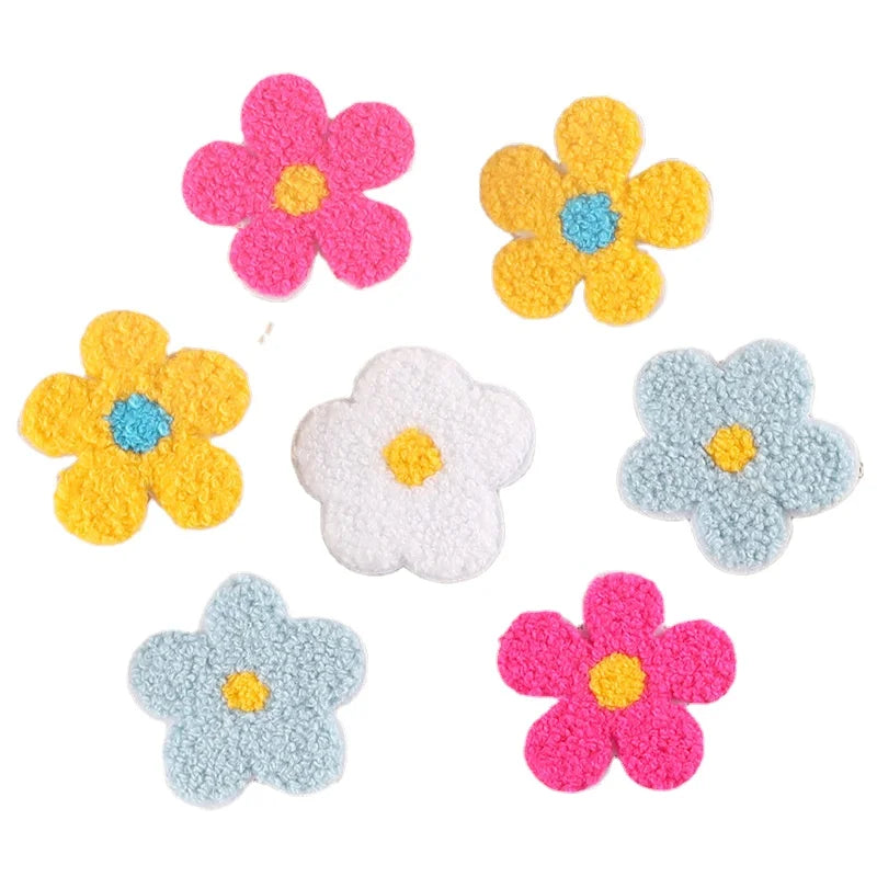 Good Quality Custom Colored Embroidered Handmade Iron-On Flower Chenille Patches for Children Clothing