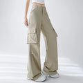 Micro Placket Workwear Wide Leg Pants for Women in Summer Thin Design Casual High Waisted Slimming Straight Leg Pants