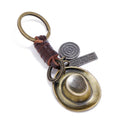 New Arrival DPANCO K362 Brown Leather Metal Cowboy Hat Keychain Woven Genuine Leather Keyrings Men Trinket Jewelry