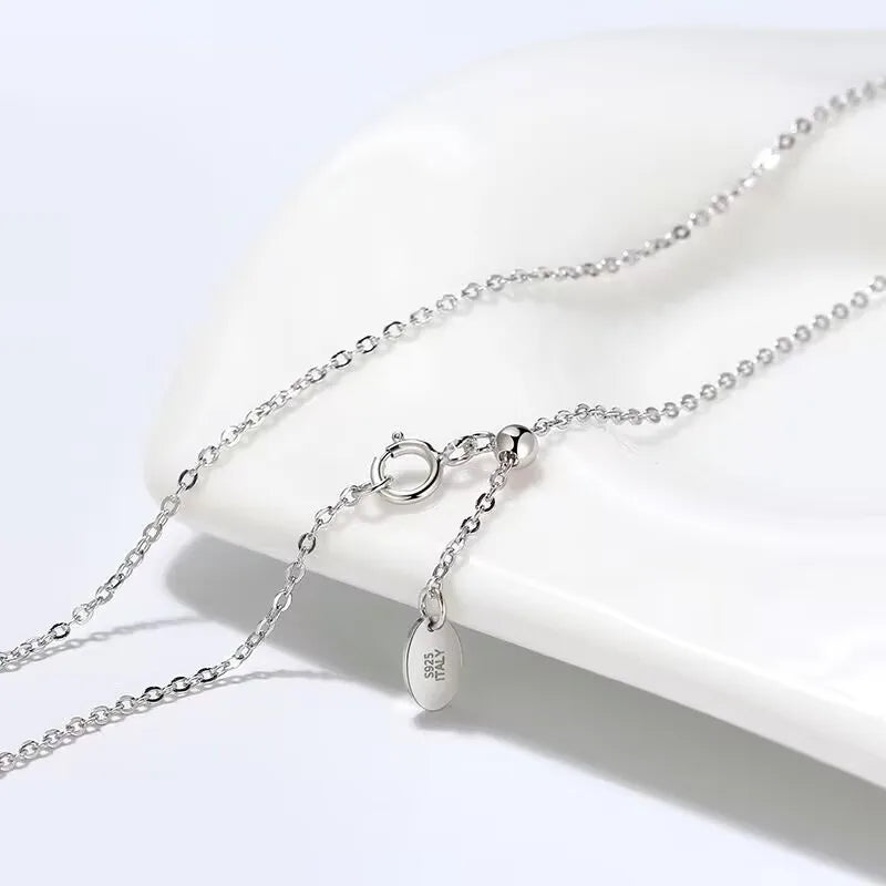 Trendy Classic 925 Sterling Silver Gold Cable Chain Necklace Pure Oval Link 1MM Width Real Solid for Gift