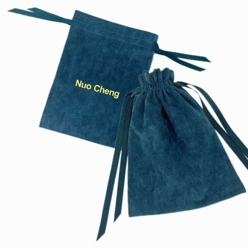 Velvet Bag Package Jewelry Pouch Coffee Drawstring Bags Printed Custom Logo Candle Christmas Bags Wholesale