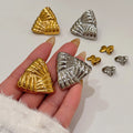 2024 Dazan New HOT 18k Gold Plated Hypoallergenic Stainless Steel Boho Embossed Triangle Vintage Earrings Valentines Gift