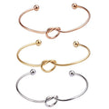 G367 Jewelry 2mm Thickness Stainless Steel Knot Open Cuff Bracelet Rose Gold Plated Steel Knot Girls Bangle