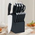 16Pcs Ultra Sharp Chef Knife Stainless Steel Kitchen Knife Set with Block and Sharpener 6 Steak Knives Anti-slip Handle