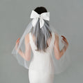 European Style Wholesale White Lace Bowknot Bowtie Short Bridal Wedding Veils for Women