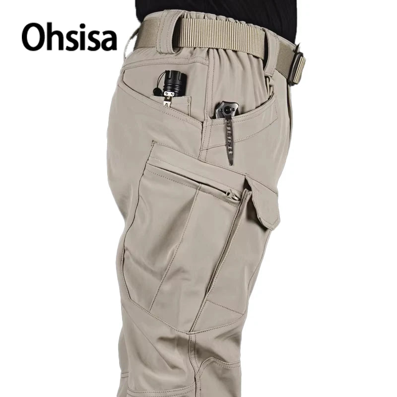 Men's Casual Straight Cut Waterproof Tactical Pants Cargo Pantalon with Multi-Pockets for Hiking Wear-Resistant Cargoes Trousers