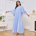 Nida's Beautiful Graceful Light Blue Embellished Abaya Popular Bale Ouverte Muslim Women's Fashion Dress Traditional Clothing