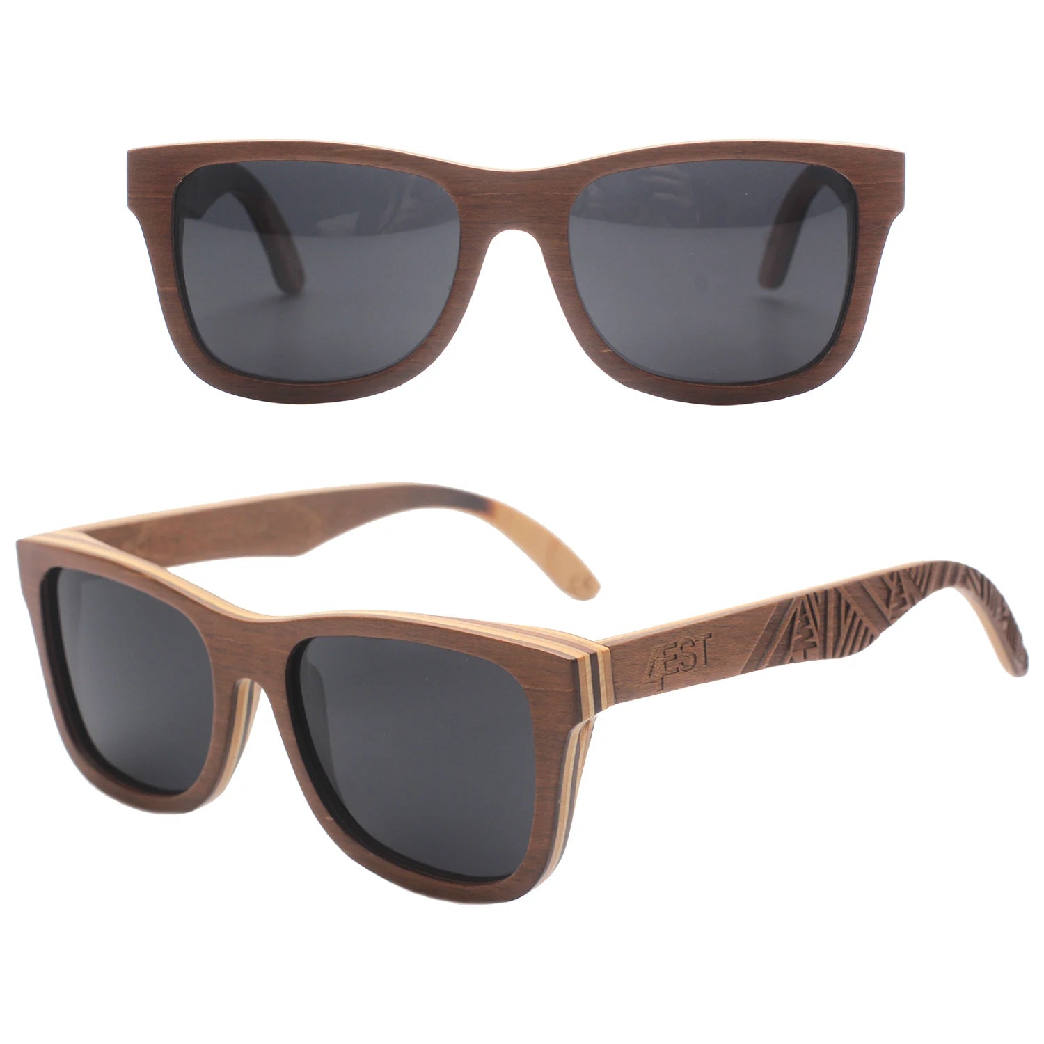 Latest Design Customized Logo Kids Shades Bamboo Sunglasses Large Square Farme