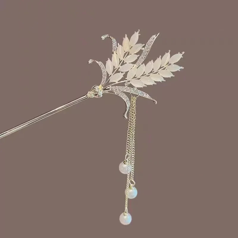 Antique Wheat Tassel Metal Hair Sticks Hanfu Hair Chopsticks Wedding Party Hairstyle Design Tools Gifts for Women