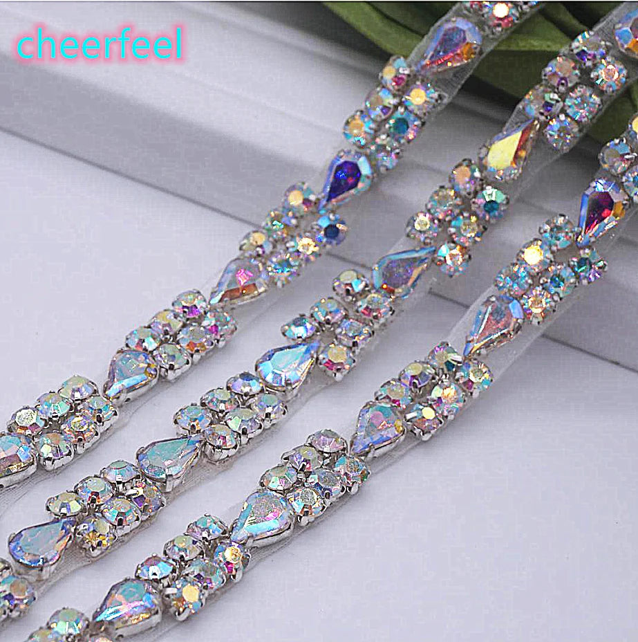 Cheerfill AB Color Crystal Bling Slim Thin Trimming Hot Sale RH-984 Bridal Belt Accessory for Wedding Dresses