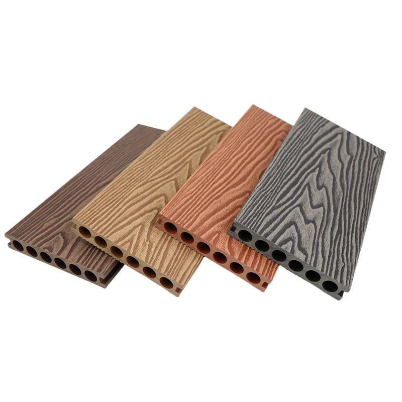Deep Embossed 18mm Teak Material PVC Composite Decking Eco-Friendly WPC Plastic Flooring for Outdoor Terraces New European