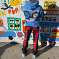 Low Rise Baggy Jeans Women Streetwear Cyber Goth Cargo Pants Fall Streetwear Color Block Graphic Denim Trousers