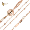 3.7mm+ FJ Fallon Fashion Jewelry Round Beads Singapore Link Chain Plated in Rose Gold Brass Based Split