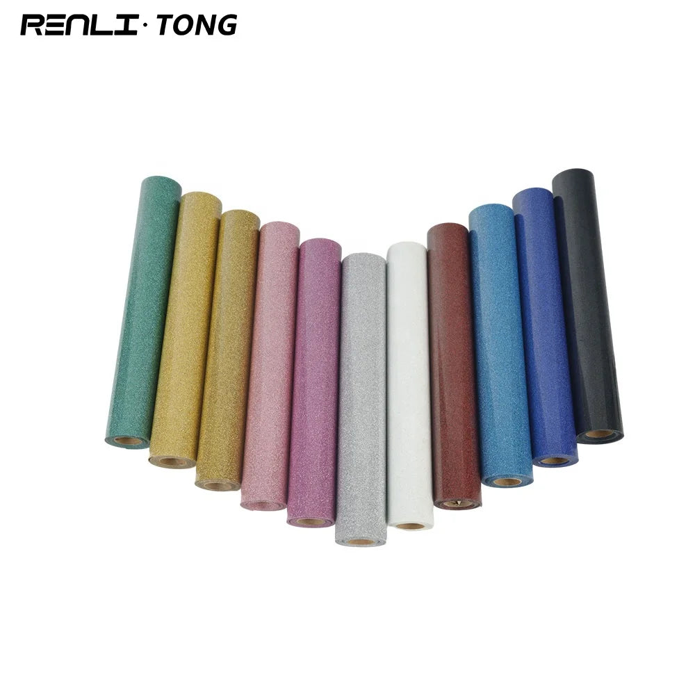 Renlitong Glitter Heat Transfer Vinyl Pu t Shirt Printing Vinyl Transfer Paper for Textiles