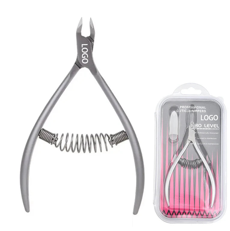 Custom Logo Professional Stainless Steel Spring Cuticle Nippers Cuticle Trimmer with Sharp 5mm Blade