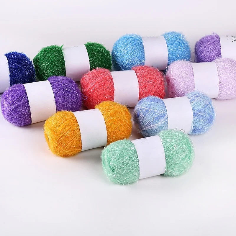Best Selling 50g Colorfu Polyester Fancy Shinny Fiberglass Glass Silk Yarn for Knitting Towel DIY Handbags
