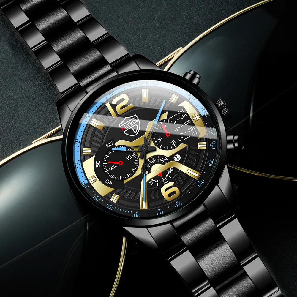 Relogio Masculino Fashion Mens Stainless Steel Watches Luxury Men Business Calendar Quartz Wrist Watch Man Clock Montre Homme