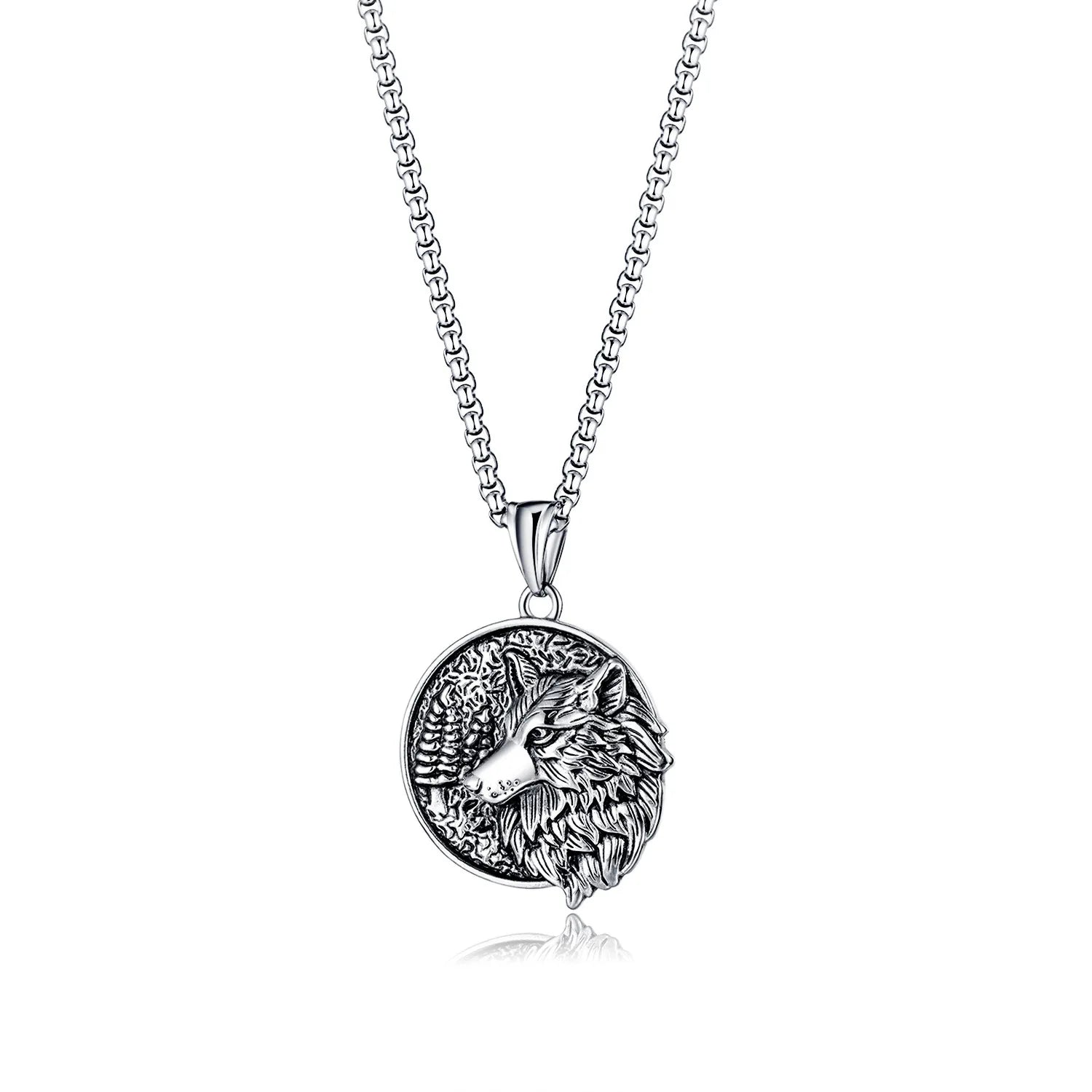 Wholesale Men Jewelry Stainless Steel Viking Nordic Celtic Wolf Necklace