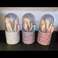 Professional 8-Piece Diamond-Encrusted Makeup Brush Set with Rhinestone Eyeliner Concealer Eyebrow Pencil & Face Tools Bucket