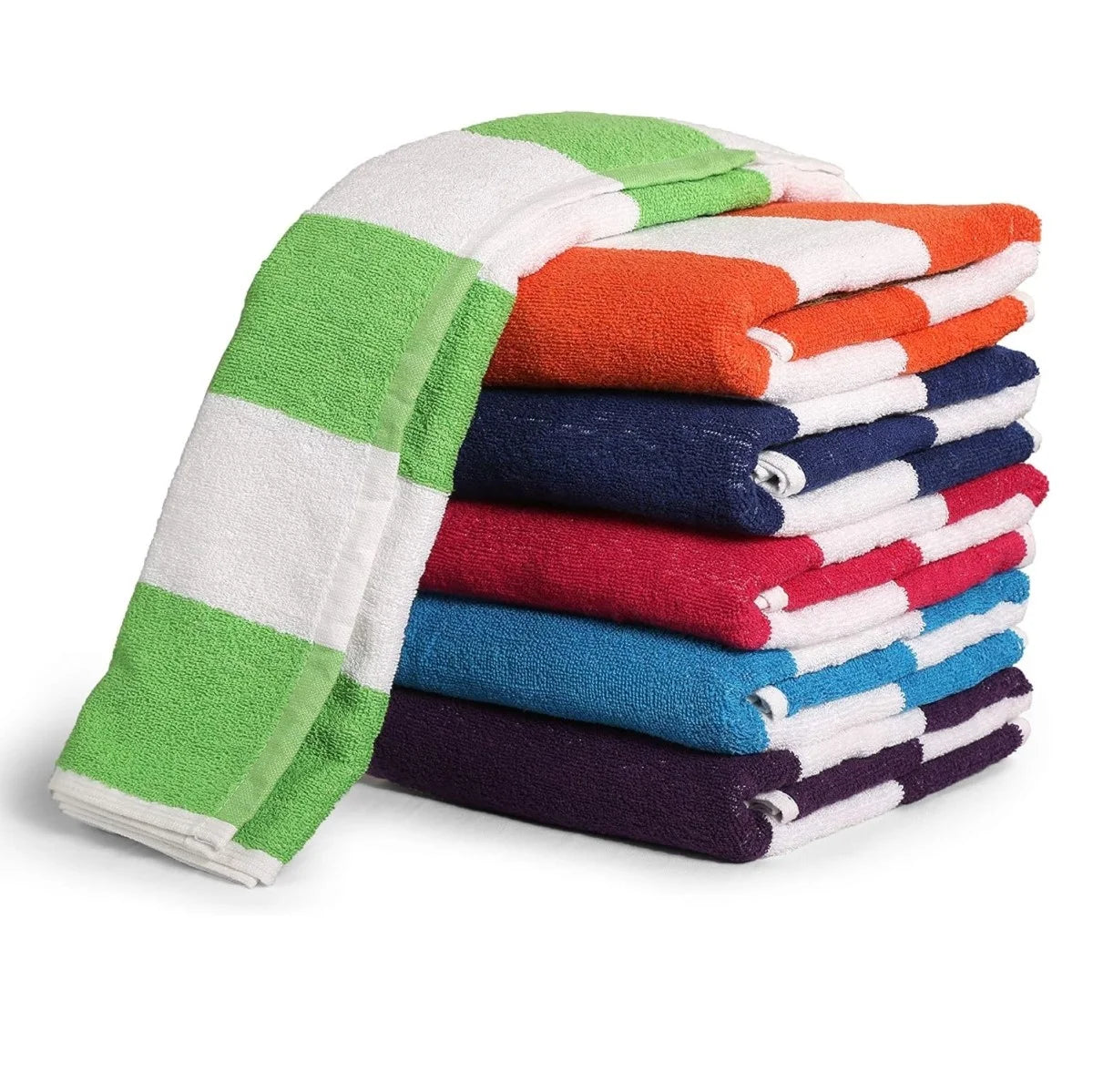 Wholesale Custom Logo Striped 100% Cotton Terry Absorbent Jacquard Beach Towel