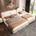Modern Simple Nordic Light Luxury Leather Bed Room Solid Wood Wardrobe Bedroom Living Room Furniture Set With Wardrobe Sofa