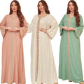 New Gold Stamping Printing Women Luxury Abaya Middle East Lace Embroidery Arabian Dress Muslim Robe Maxi