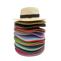 Straw Hat for Men Women Kids 25 Colors Panama Hat With Fabric Band Trilby Party Sun Hat