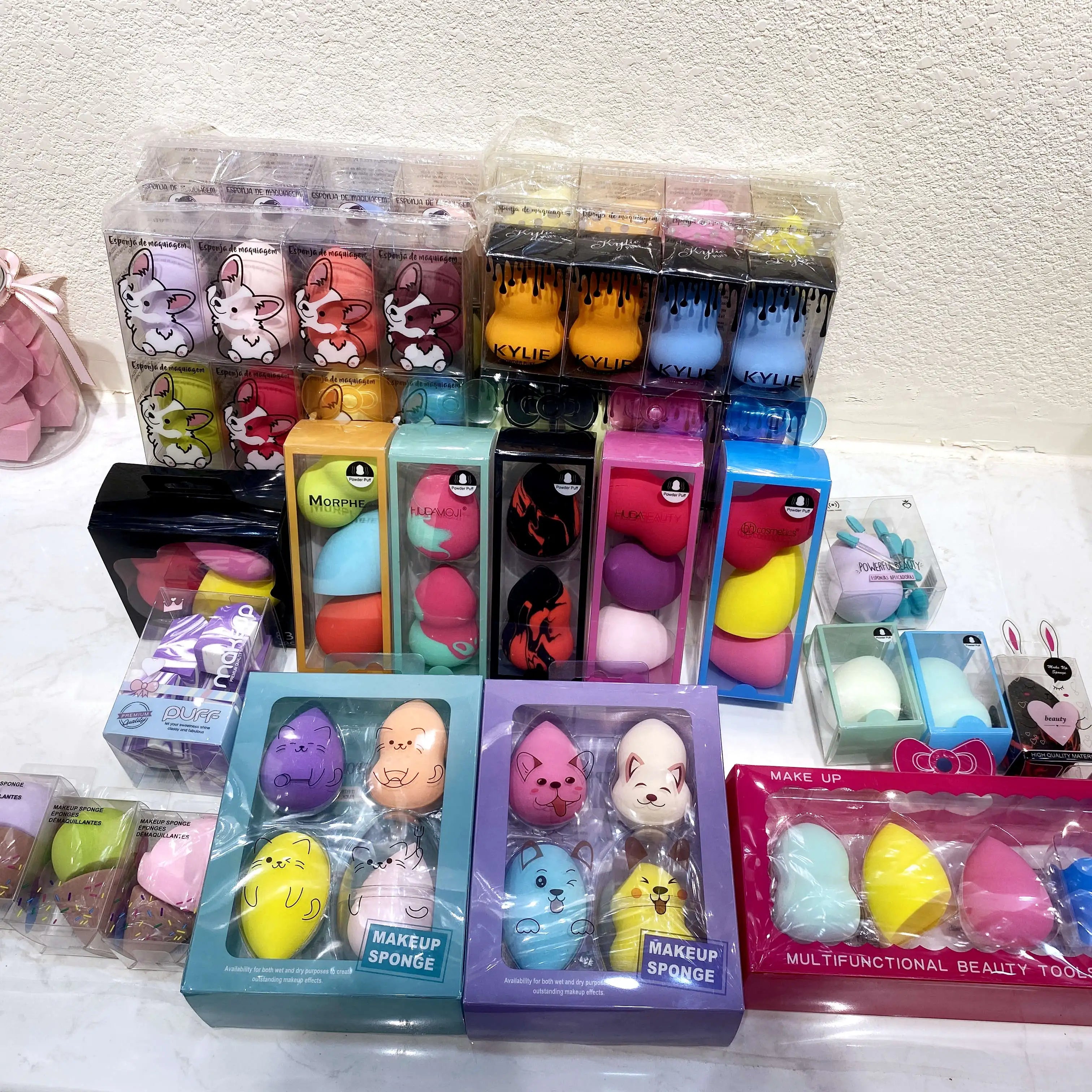 Wholesale Makeup Esponja Facial Sponge Set Blender Beauty Foundation Logo Private Label Powder Puff Cosmetic Packaging