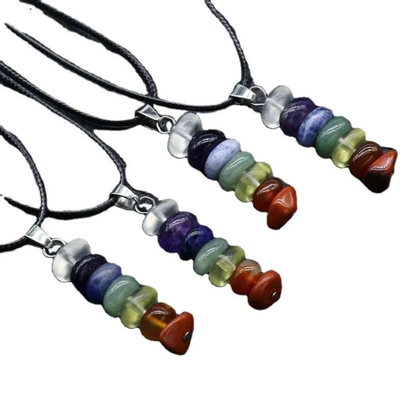 Adjustable Natural Quartz Gemstone Pendant Necklace Popular Reiki Healing Crystal Stone Hexagon Key Pattern for Women Children