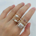 Fashion Jewelry Rings 2022 Wholesale Women Accessories 18k Gold Plated Ring With Pearl Geometric Shape Barogue Pearl Ring Set