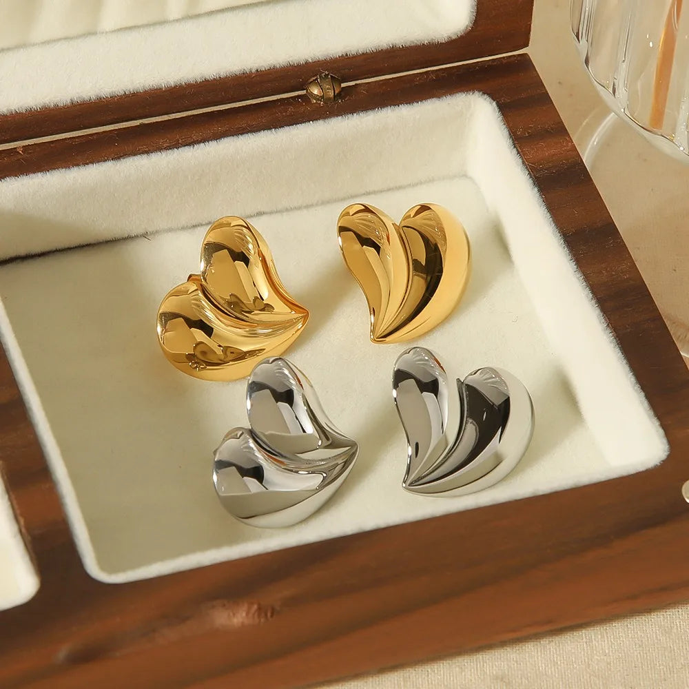 Nabest 18k Gold Plated Creative Heart Stud Earrings 2024 Popular Brand Fashion Earring Designs New Model Earrings