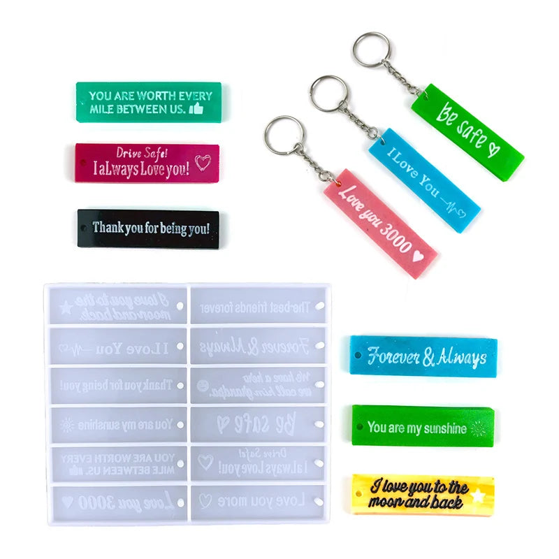 Early Riser DIY Crystal Epoxy Resin Keychain Silicone Mold English Tag Keychain Silicone Moulds Lady Bags Pendant Resin Crafts