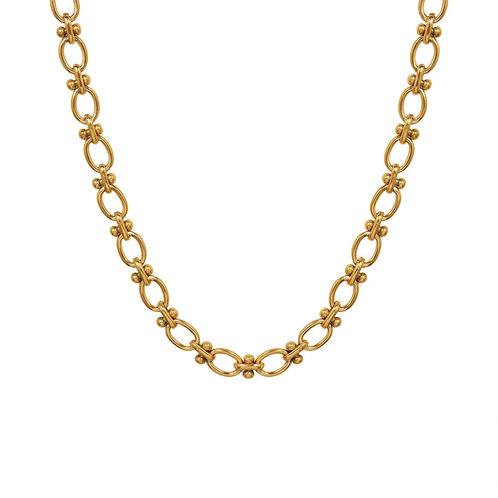 Fenny 18K Gold Plated Wholesale Waterproof Permanent Basic Beads Link Chain Joint Stainless Steel Necklace for Women