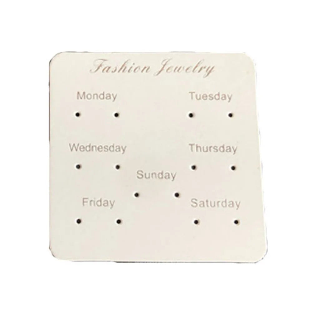 6/7 Pais Stud Earrings White Package Paper Display Card Holder for Earring Jewelry From Monday to Sunday
