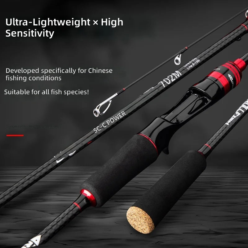 1.68M1.8M 2.1M 2.4M 2.7M Spinning Casting Fishing Rod 3 Tips MH M L High Carbon Medium Fast Action Lake Stream for Fishing