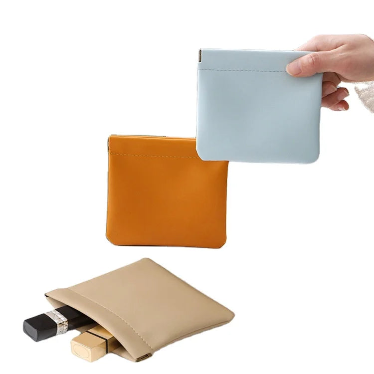 2023 New Design Popular Mini Mouth Envelope Travel Portable Automatic Closure Small Shrapnel Ins PU Makeup Bag for Female