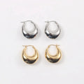 Elegant Lady Geometric Oval Shape Stainless Steel Hoop Chunky Empty Earrings for Women