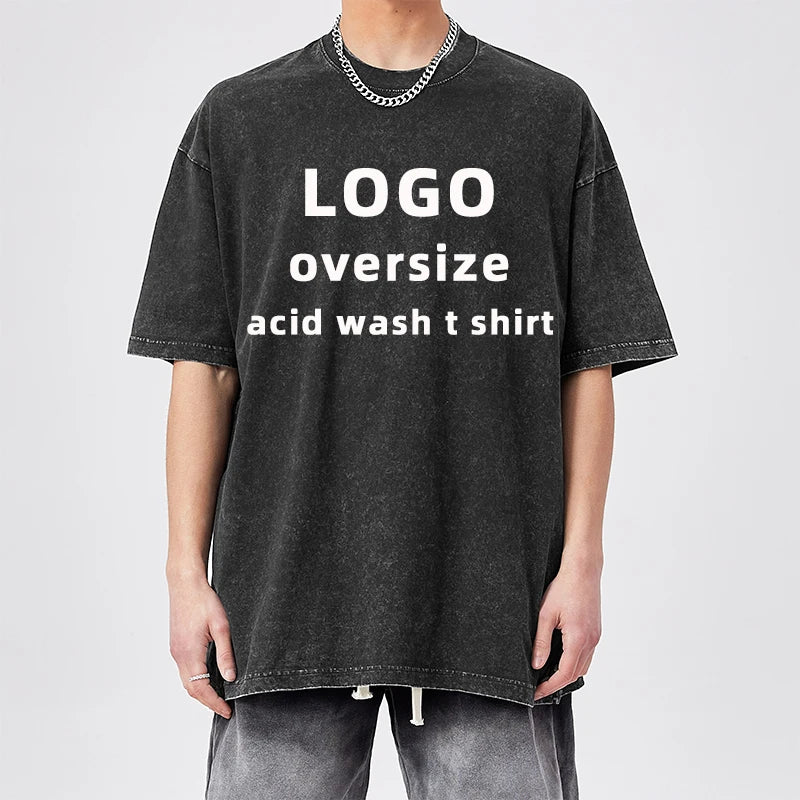 Custom Wholesale 100%cotton 230gsm Vintage Short-sleeved T-shirts Heavyweight T-shirt Oversized Men's Washed T-shirt