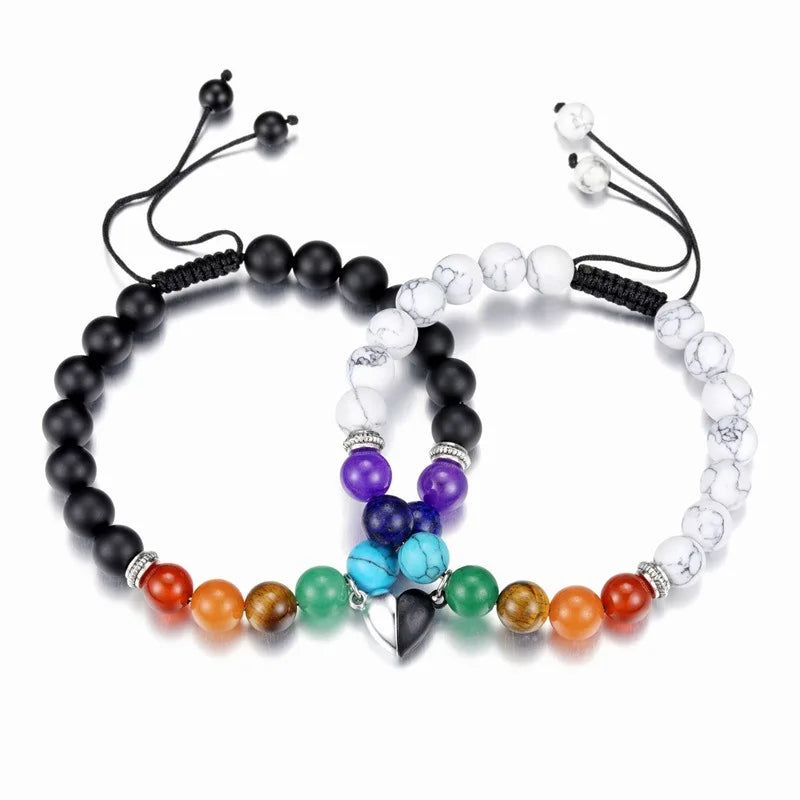 2022 Popular Hot Sale Love Magnetic Bracelet Colorful Natural Stone Bracelet Turquoise Beaded Bracelet Couple Amour