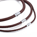 MECYLIFE Stainless Steel Clasp Pendant Lanyard Woven Leather Rope Magnet Bracelet Buckle Black Necklace for Men Women Accessory