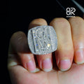 Custom Logo Letter VVS Baguette Moissanite Hip Hop Ring Karat 925 Sterling Silver White Gold Iced Out Fine Jewelry