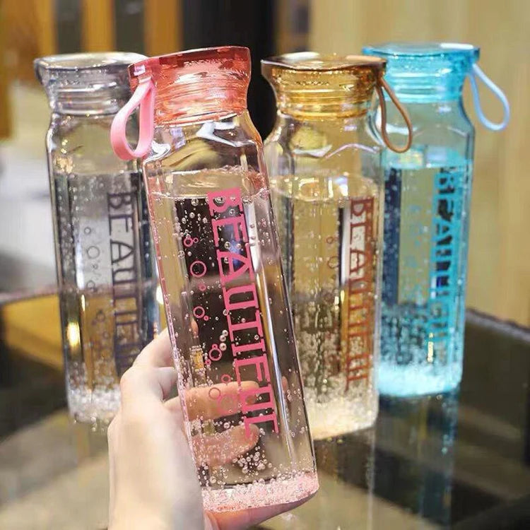 Custom Creative Crystal Water Bottle Portable Colorful Outdoor Drinking Glass Running Bottle Water