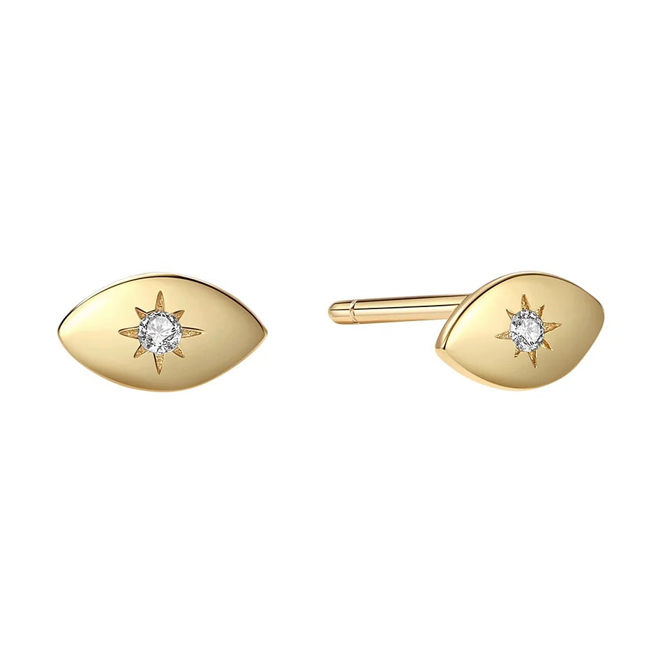 Nagosa New Arrival 18k 14k Gold Vermeil Jewelry Wholesale Eye Zirconia 925 Silver Stud Earrings for Girls